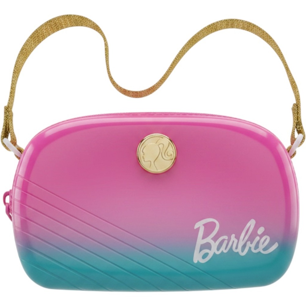 Barbie Pink Teal Ombre Silicone Belt Bag Fanny Pack Gold Glitter‎ Strap 0665HK01